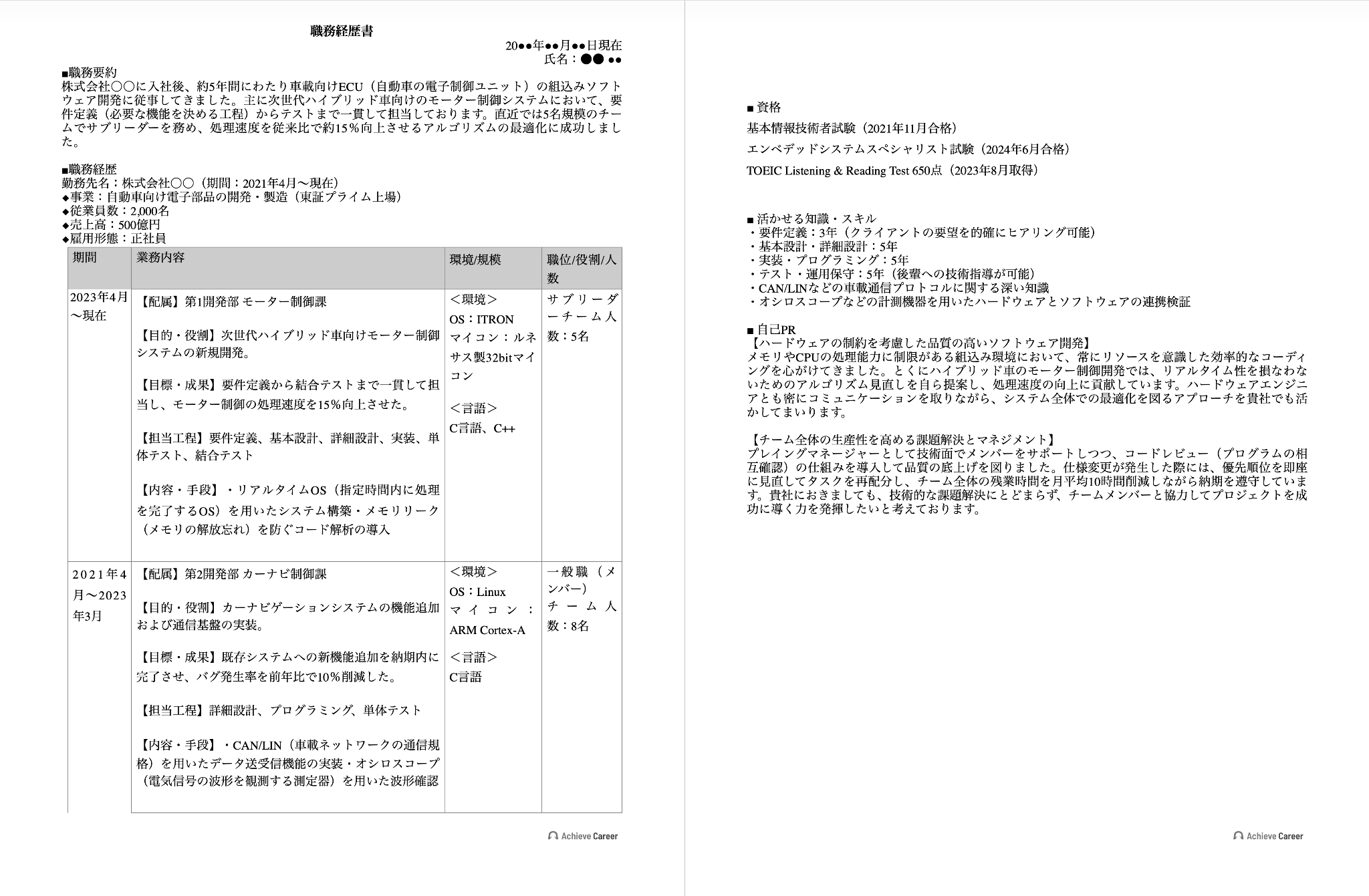 組込エンジニア 書き方